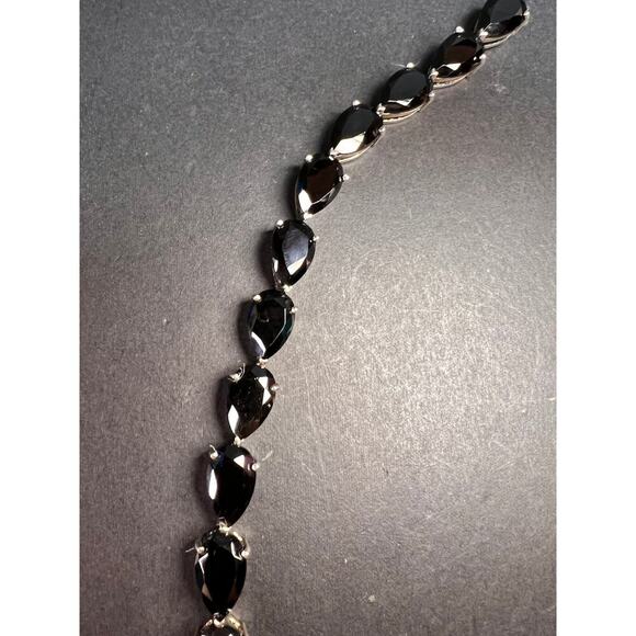 Black spinel Estate sterling silver tennis bracelet 7.5 inches - Picture 11 of 16